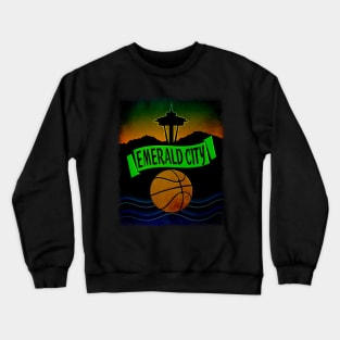 Emerald City Seattle Basketball Retro Design Crewneck Sweatshirt